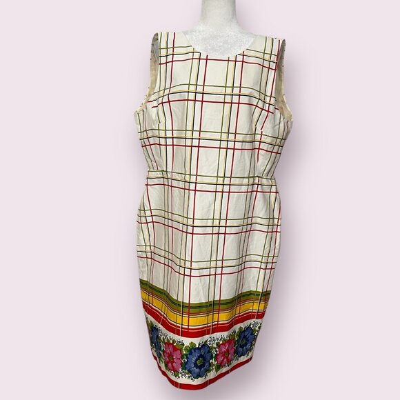NWT J. Crew Size 16 Plaid Dress Cotton Sheath Lined Sleeveless Plus Size